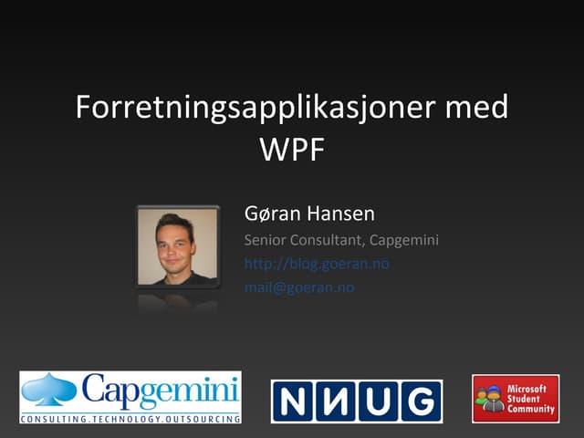 MSDN Live: Windows Presentation Foundations Line of Business Apps