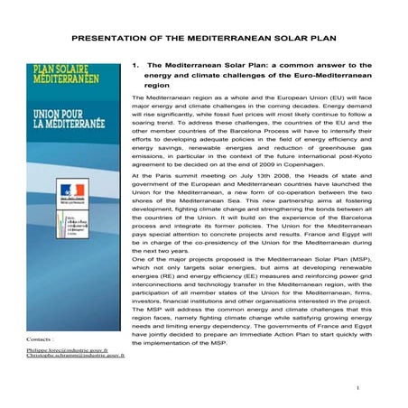 Mediterranean Solar Plan Global Presentation
