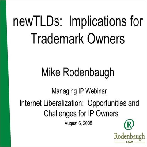 Managing IP -- New Tlds
