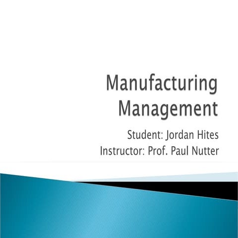 Manufacturing Management | PPT