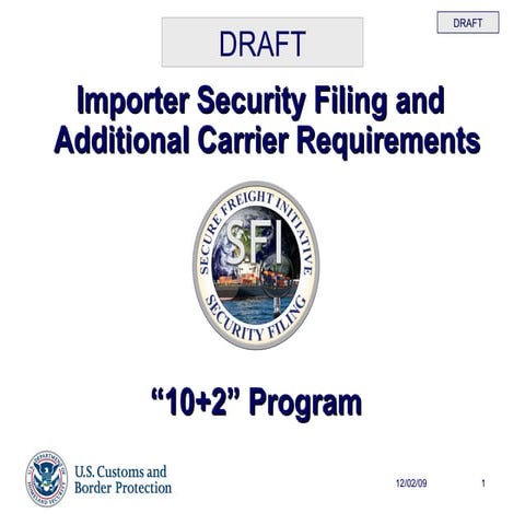 ISF 10+2 blank form sample for easy reference | PDF