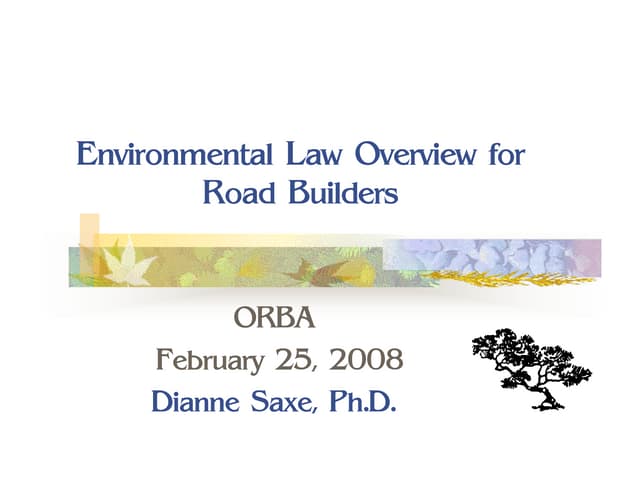 Environmental Law for Road Builders 