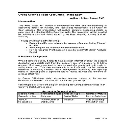 Oracle Order To Cash Accounting   Made Easy