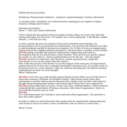 Outline Dream Presentatie