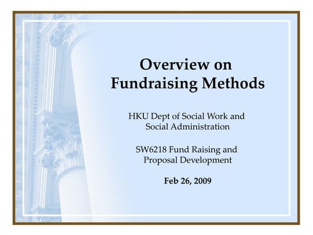 Overview Of Fundrasing Methods