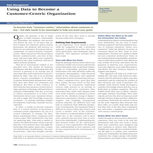 Parke - Using Data To Become Customer Centric