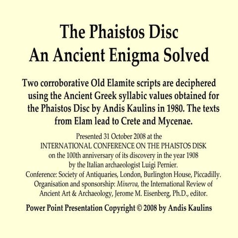 Phaistos Disc And Elamite 30 October 2008