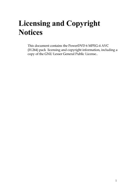 Power Dvd Mpeg 4 Avc Pack License Disclaimer (Lgpl)