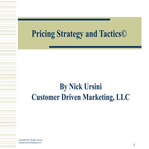 Pricing Strategy & Tactics V.2
