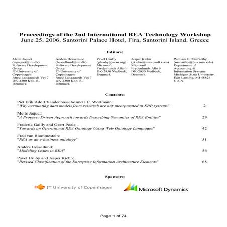 Proceedings of the 2nd International REA Technology Workshop - 2006