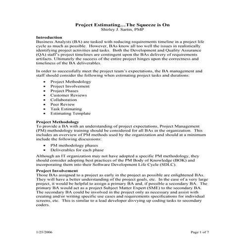 Project Estimating....The Squeeze is On