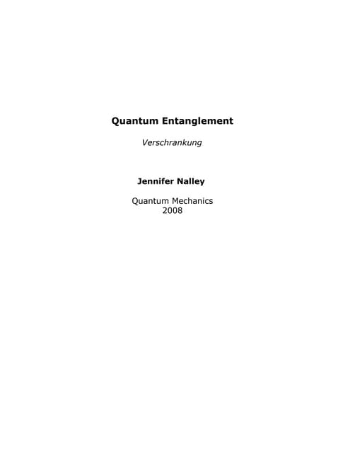 Quantum Entanglement