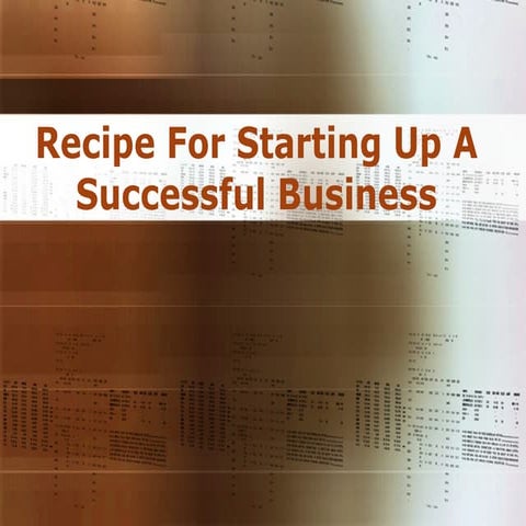 Recipe For Starting Up A Successful Business