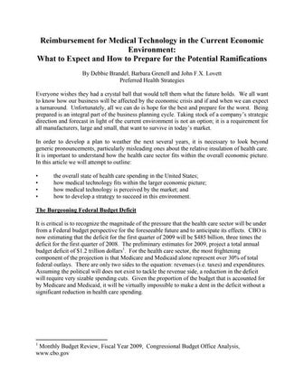 Reimbursementfor Medical Technology Preferred Health Strategies