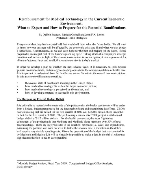 Reimbursementfor Medical Technology Preferred Health Strategies