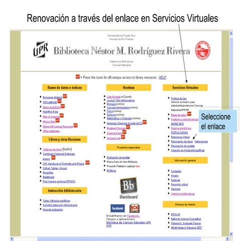 Renovación de Libros Prestados Biblioteca de Ciencias Naturales