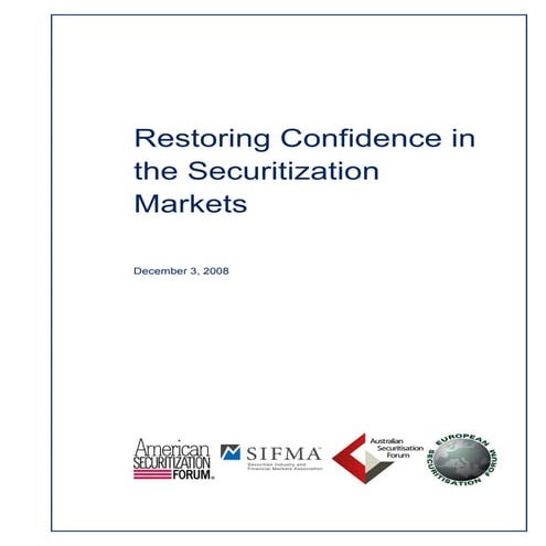 Restoring Confidence Securitization Markets Report