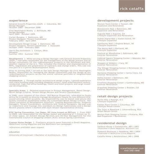 Cataffa Resume 2009