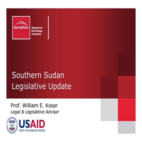 Southern Sudan Legislative Update