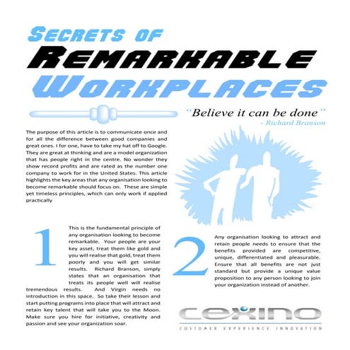 Secrets Of Remarkable Workplaces