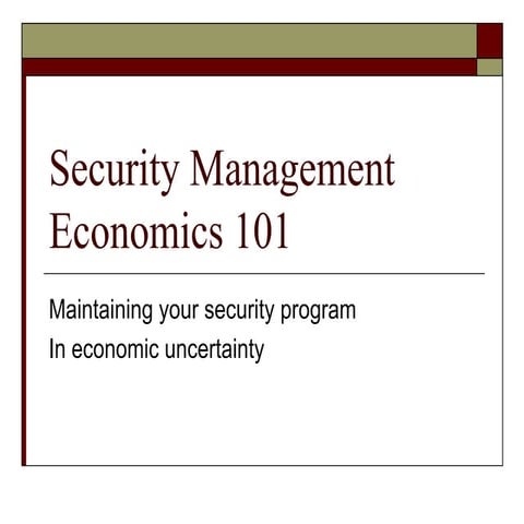 Security Economics | PPT