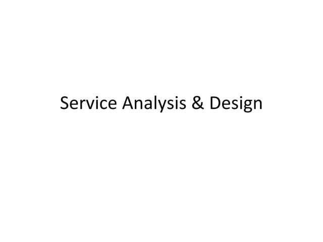 Service Analysis And Design