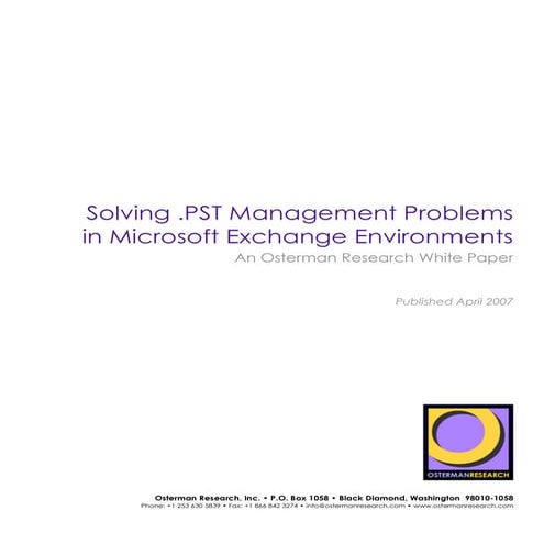 Sherpa Software Whitepaper   Solving .Pst Management Problems In Microsoft Ex...