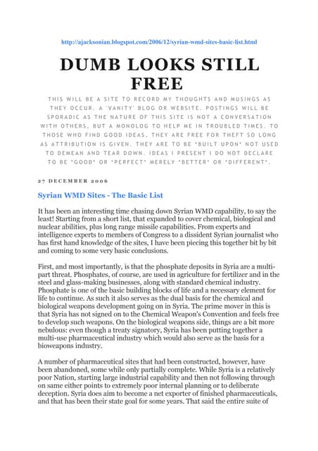 Syrian Wmd Site List