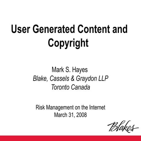 User Generated Content And Copyright