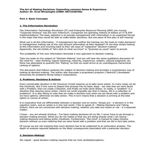 The Art Of Making Decisions Book