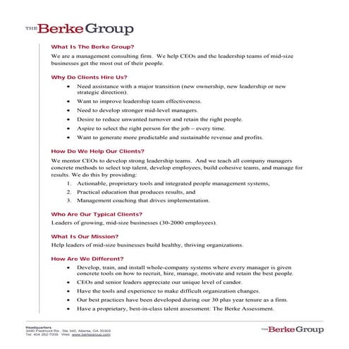 The Berke Group Overview