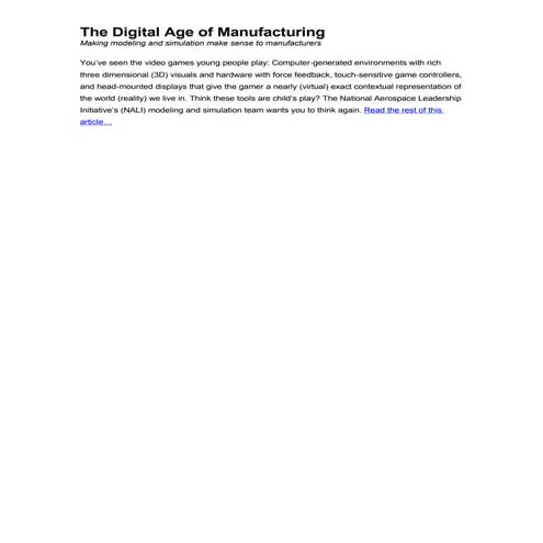 B Kindilien-The Digital Age of Manufacturing