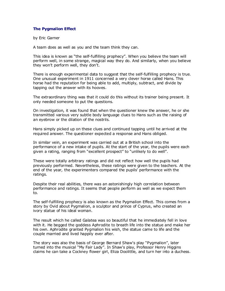 The pygmalion effect refers to picture