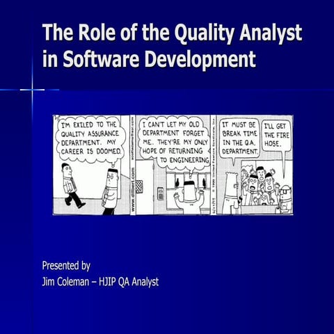 The Role Of The Sqa In Software Development By Jim Coleman
