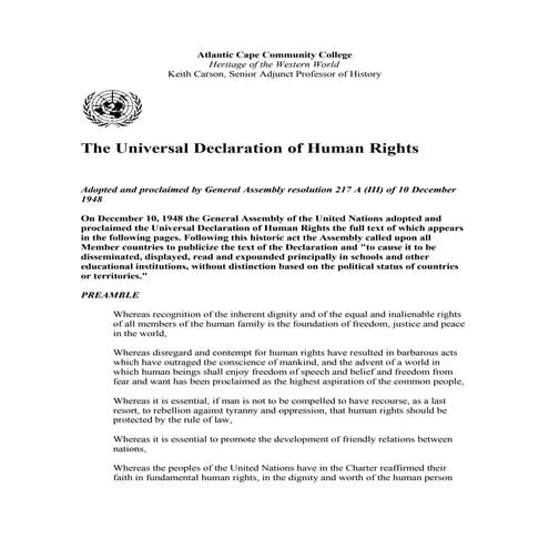 The Universal Declaration Of Human Rights