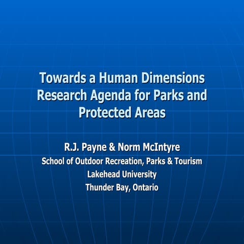 Towards A Human Dimensions Research Agenda For Parks