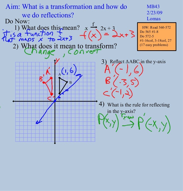 Transformations Reflections Transformations Reflections