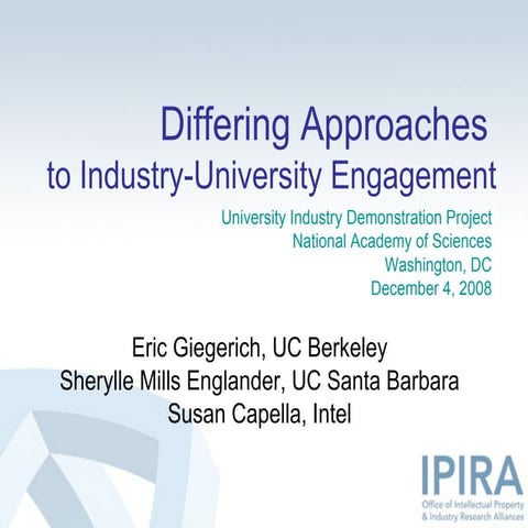 Differing Approaches to Industry-University Engagement