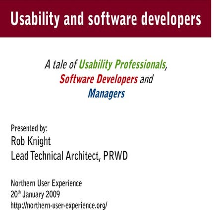 Usability And Software Developers