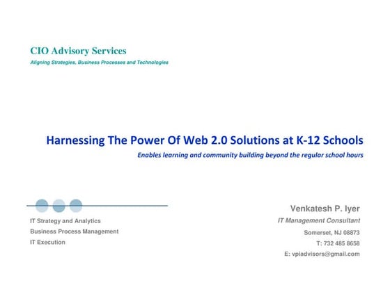 Web 2.0 for Schools/ Education Institution