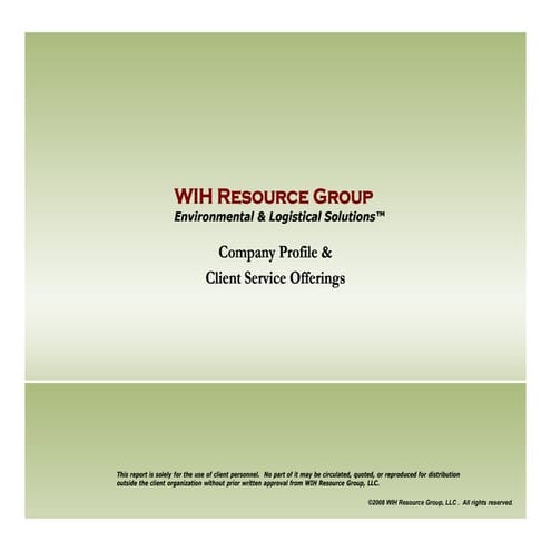 WIH Resource Group Company Overview