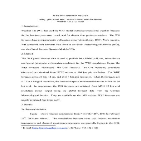 Is the WRF Better than The GFS?