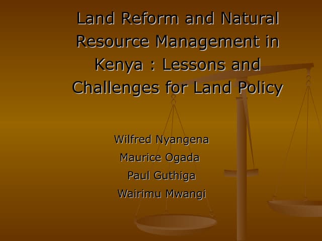 Wilfred Land Reform And Nrm In Kenya  30th J Ul08 New