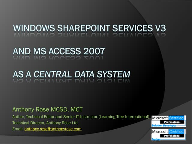 Windows Share Point Services V3 Presentation