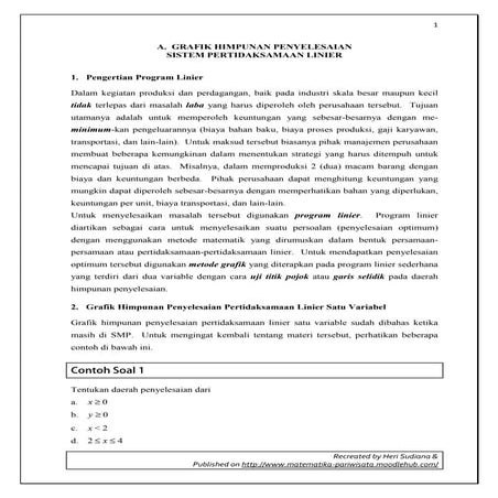 A.  grafik himpunan penyelesaian sistem pertidaksamaan linier