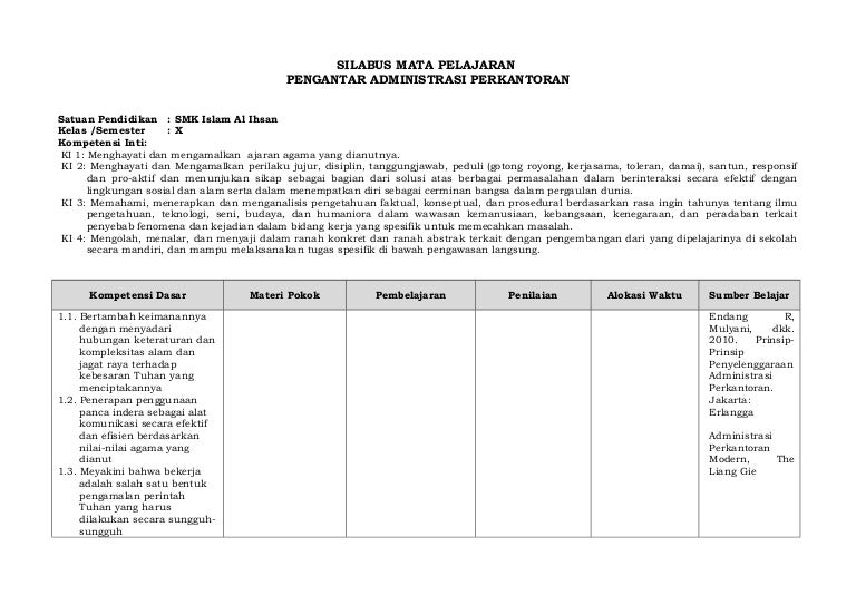 A Silabus Adm Perkantoran C1 X