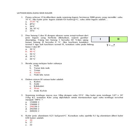 A. latihan soal suhu dan kalor
