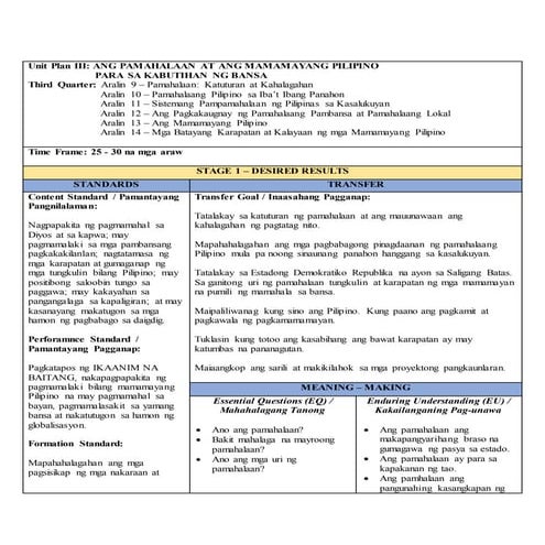 Unit Plan III - Grade Six 