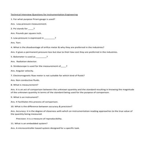 instrumentation interview questions