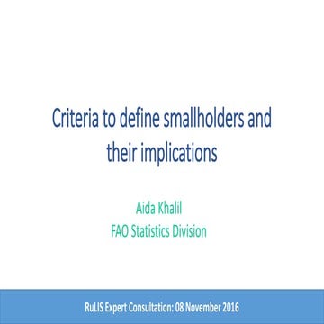 Defining Smallholders (Clara Aida Khalil, FAO)